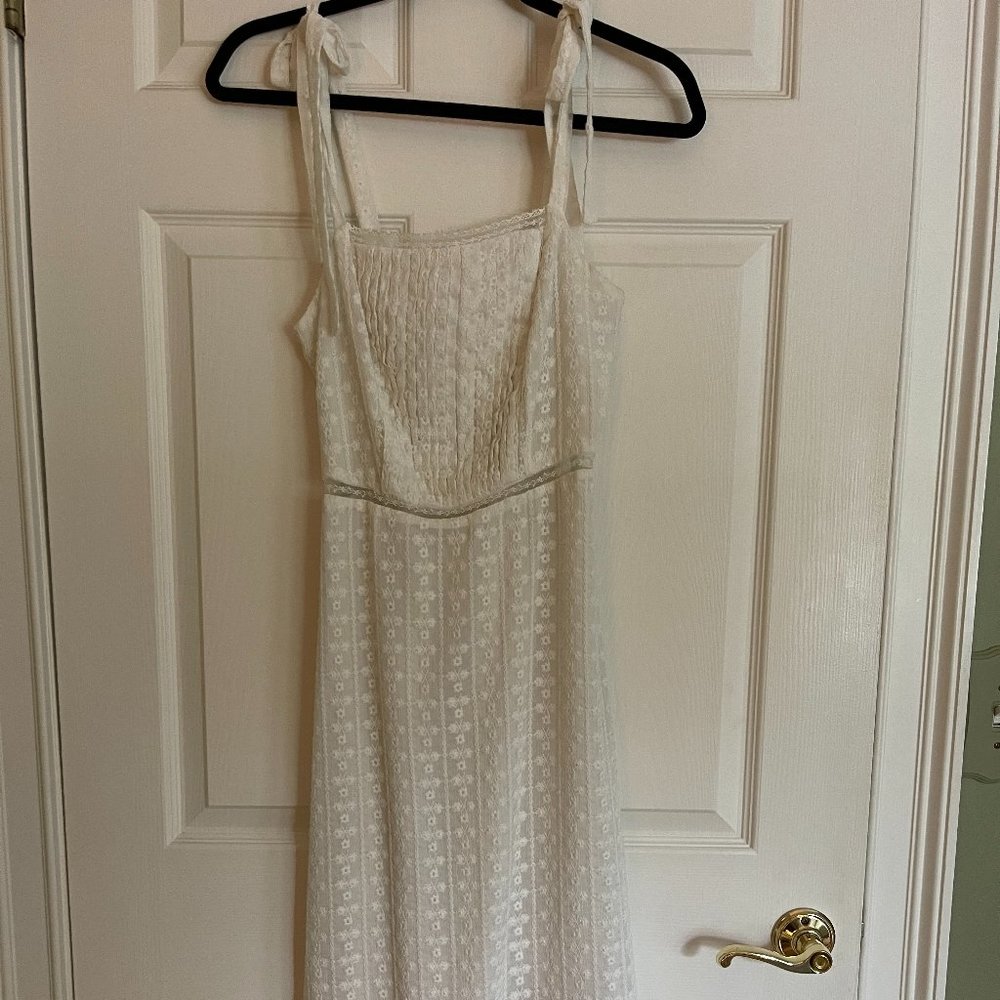 J.O.A White Tie Shoulder A-Line Midi Dress - XS